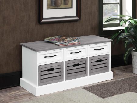 White and Weathered Grey 3-Drawer Storage For Discount