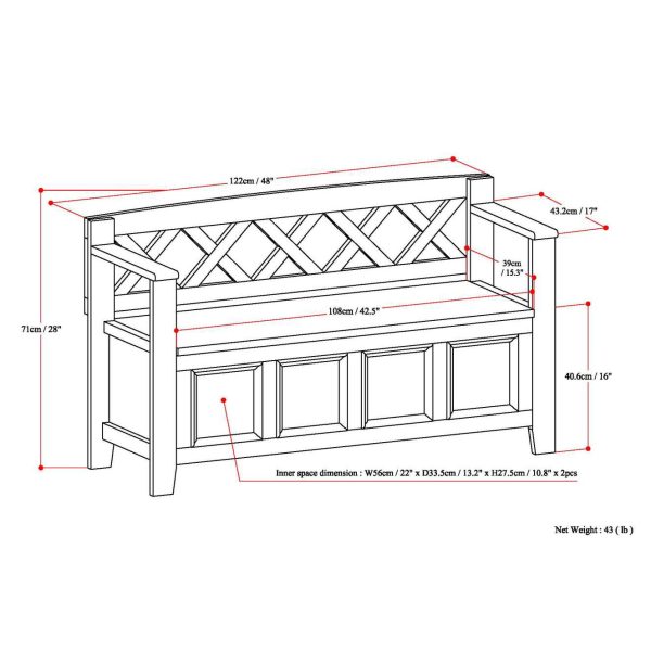 Amherst - Entryway Storage Bench - Farmhouse Brown Fashion