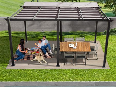 11 X 16 FT Outdoor Living Outdoor Retractable Pergola with Weather-Resistant Canopy Aluminum Garden Pergola Patio Grill Gazebo for Courtyard -Dark Gray Online Sale