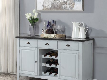 ACME Lanton SERVER Marble & Antique White Finish DN01453 Hot on Sale