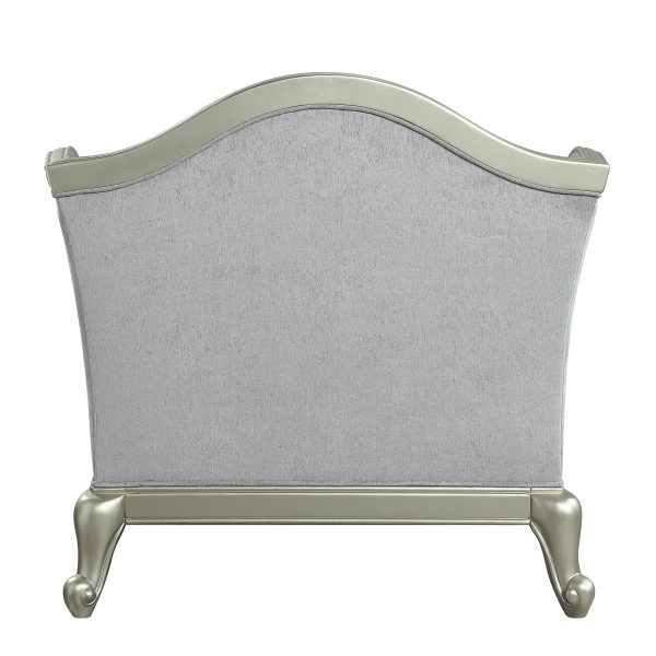 ACME Qunsia Chair w 2 Pillows, Light Gray Linen & Champagne Finish LV01119 Supply