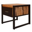 24 Inch Single Drawer Mango Wood Bedside Table, Iron Sled Style Base, Brown, Black For Cheap